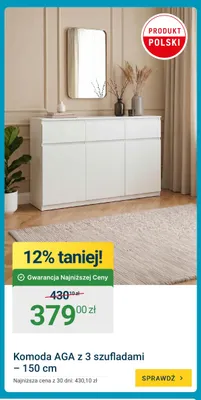 Komoda Aga z 3 szufladami 150 cm promocja w ERLI