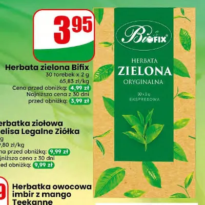 Herbata zielona Bifix promocja w Dino