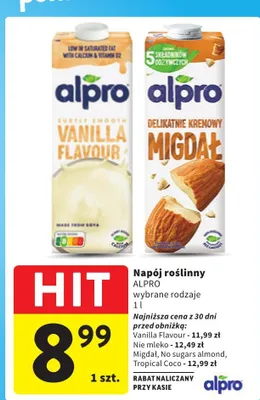Napój roślinny Migdał, No sugars almond promocja w Intermarche