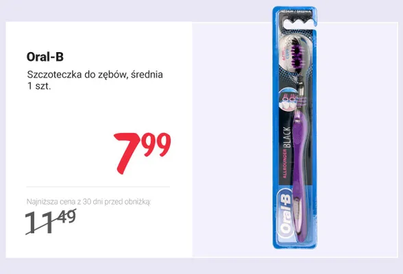 Szczoteczka do zębów średnia Oral-B Allrounder Black promocja w Rossmann
