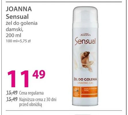 Żel do golenia damski JOANNA Sensual promocja w Hebe