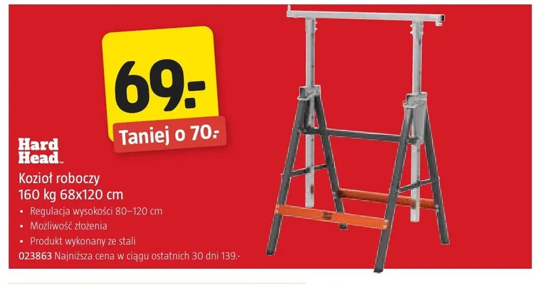 Kozioł roboczy Hard Head 160kg 68x120cm promocja w Jula