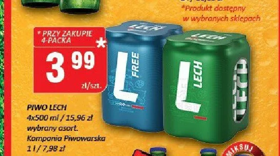 Piwo Lech Premium 4-pak promocja w Chorten