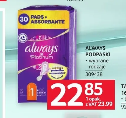 Podpaski Always promocja w Selgros