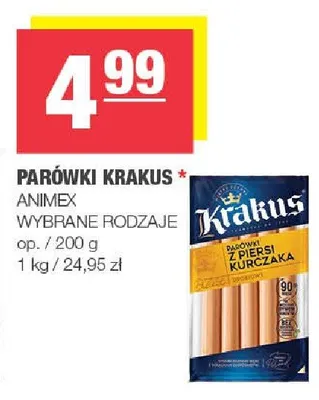 Parówki Krakus z piersi kurczaka promocja w SPAR