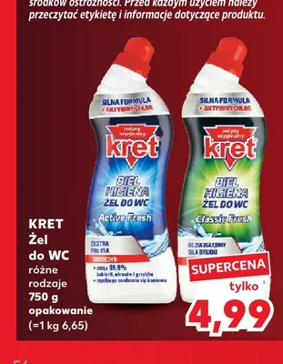 Żel do WC Kret Biel Higiena Active Fresh promocja w Kaufland
