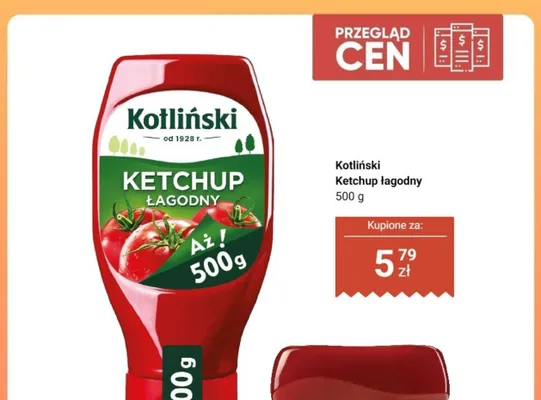 Ketchup łagodny Kotliński promocja w Dino