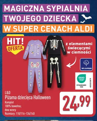 Piżama dziecięca Halloween L & D promocja w Aldi