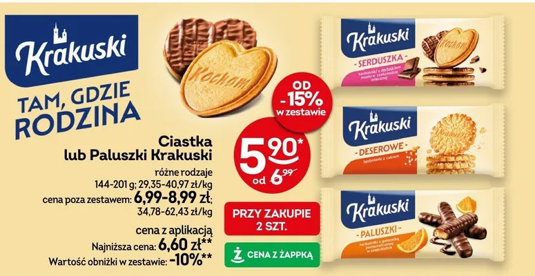 Ciastka różne rodzaje promocja w Żabka