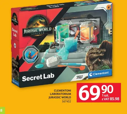 Laboratorium Clementoni Jurassic World Secret Lab promocja w Selgros