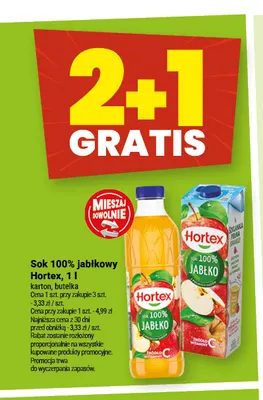 Sok 100% jabłkowy Hortex butelka promocja w Twój Market