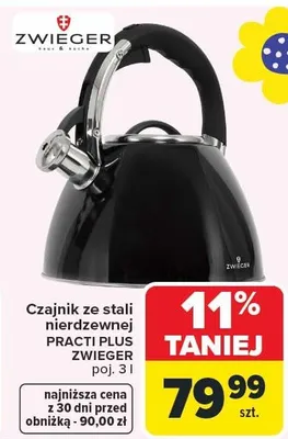 Czajnik ze stali nierdzewnej Practi Plus Zwieger promocja w Carrefour