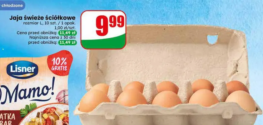 Jaja świeże ściółkowe rozmiar L, 10szt. promocja w Dino