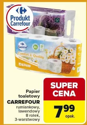 Papier toaletowy rumiankowy, lawendowy 8 rolek, 3-warstwowy promocja w Carrefour Market