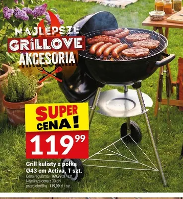 Grill kulisty z półką Ø43cm promocja w Twój Market