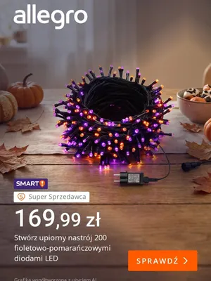 Lampki LED 200 fioletowo-pomarańczowych diod promocja w Allegro