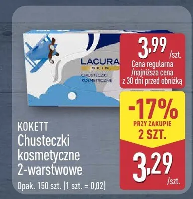 Chusteczki kosmetyczne 2-warstwowe promocja w Aldi