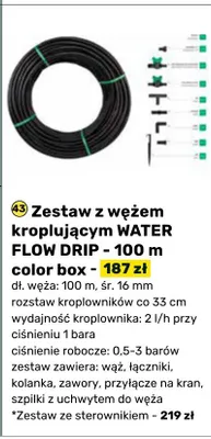 Zestaw z wężem kroplującym WATER FLOW DRIP - 100 m color box promocja w Bricomarche