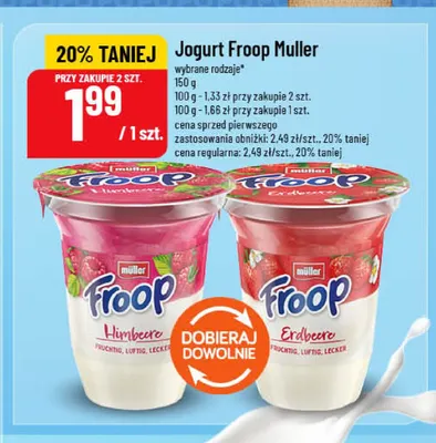 Jogurt Froop Erdbeere Muller promocja w POLOmarket