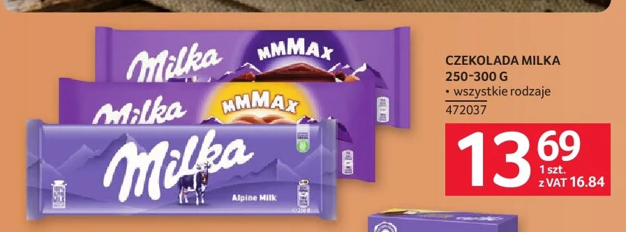 Czekolada Milka Alpine Milk promocja w Selgros