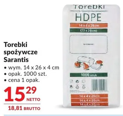 Torebki spożywcze Sarantis promocja w Makro