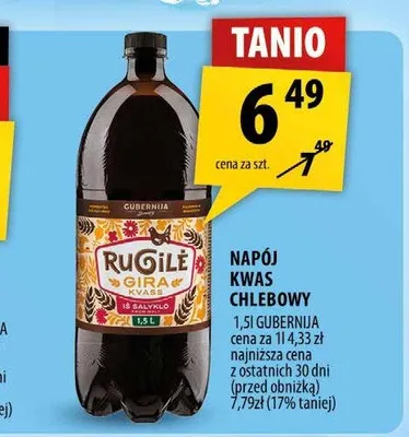 Napój kwas chlebowy Gubernija Rugile Gira promocja w Arhelan