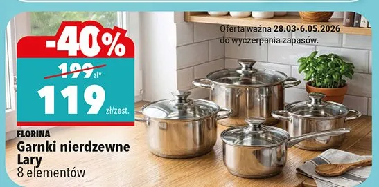 Garnki nierdzewne Lary 8 elementów promocja w Biedronka
