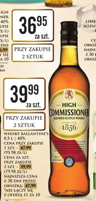 Whisky HIGH COMMISSIONER 1856 promocja w Dino