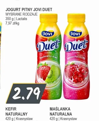 Jogurt pitny Jovi Duet truskawka-kiwi promocja w Słoneczko