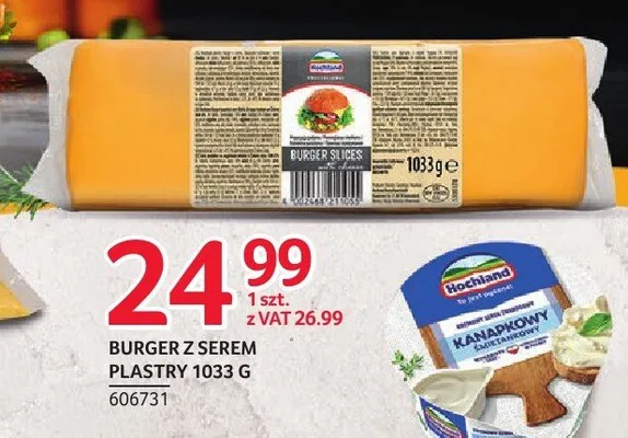 Burger z serem plastry Hochland promocja w Selgros