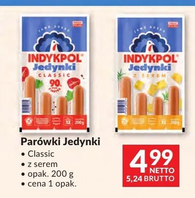 Parówki Jedynki z serem Indykpol promocja w Makro