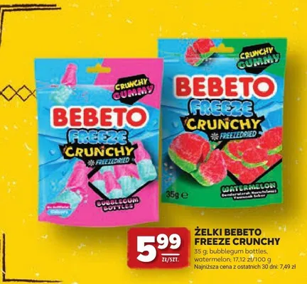 Żelki Bebeto Freeze Crunchy watermelon promocja w Stokrotka