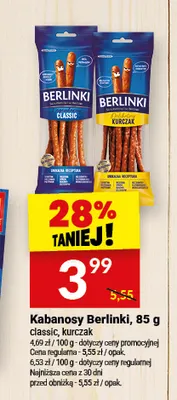 Kabanosy Berlinki Kurczak promocja w Twój Market