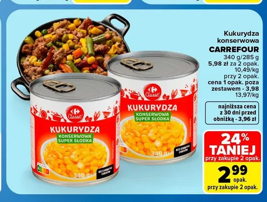Kukurydza konserwowa Carrefour Classic promocja w Carrefour