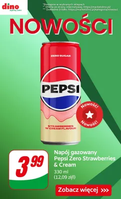 Napój gazowany Zero Strawberries & Cream promocja w Dino