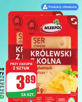 Ser Królewski z Kolna w plastrach Mlekpol promocja w Dino