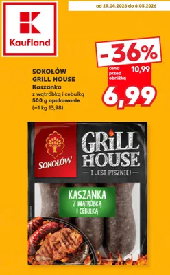Kaszanka Sokołów Grill House z wątróbką i cebulką promocja w Kaufland