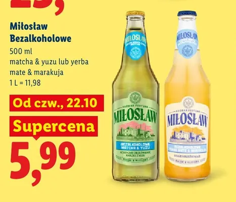 Piwo bezalkoholowe Miłosław yerba mate & marakuja promocja w Lidl