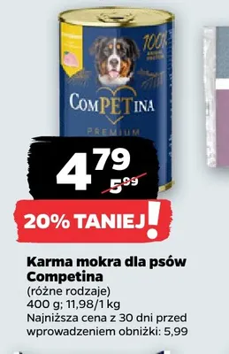 Karma mokra dla psów Competina promocja w Netto