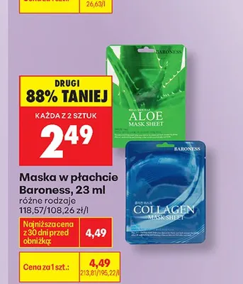 Maska w płachcie Baroness Aloe promocja w Biedronka
