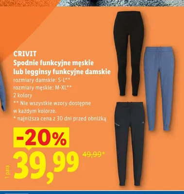 Spodnie funkcyjne męskie Crivit promocja w Lidl