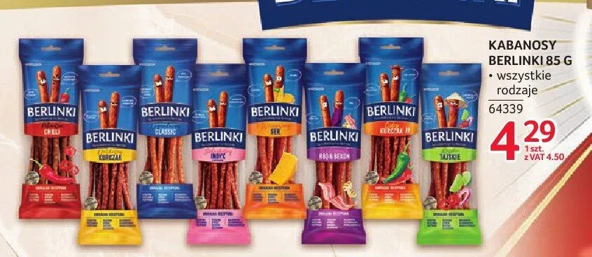 Kabanosy Berlinki 85 g wszystkie rodzaje promocja w Selgros