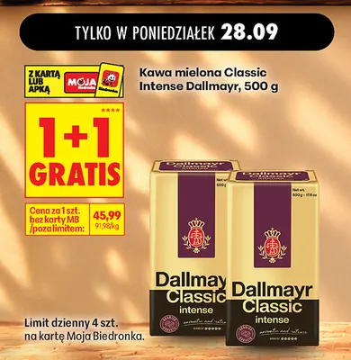 Kawa mielona Classic Intense Dallmayr promocja w Biedronka