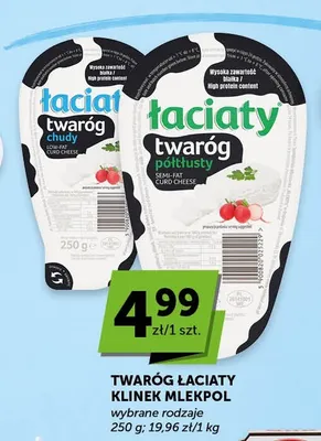 Twaróg półtłusty Łaciaty Klinek Mlekpol promocja w Groszek