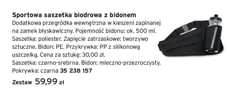 Sportowa saszetka biodrowa z bidonem promocja w Tchibo