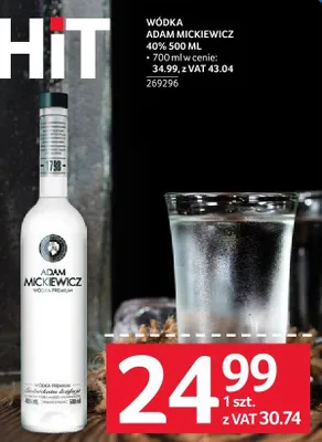 Wódka Adam Mickiewicz 40% 500ML promocja w Selgros
