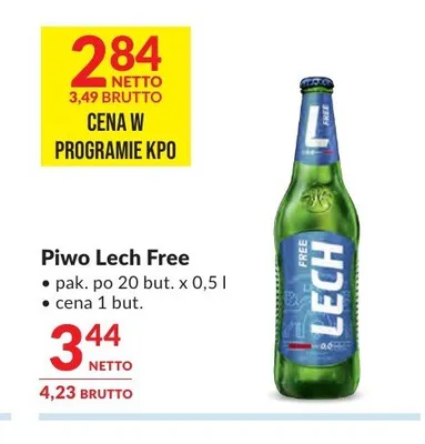 Piwo bezalkoholowe Lech Free 20-pak promocja w Makro