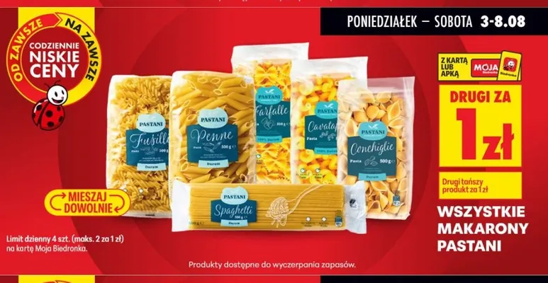 Makaron Fusilli Pastani promocja w Biedronka