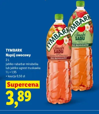 Napój owocowy jabłko-rabarbar-mirabelka Tymbark promocja w Lidl