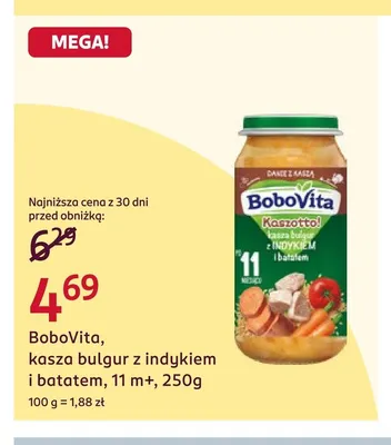 Kasza bulgur z indykiem i batatem BoboVita promocja w Rossmann